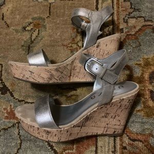 Silver wedge sandals